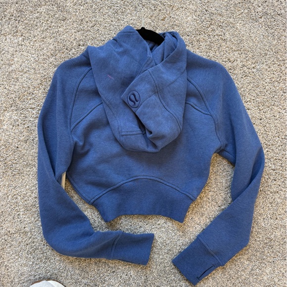 NWT Lululemon Scuba Cropped Full-Zip Hoodie Heathered Obsidian Blue Size 2 - Picture 7 of 12